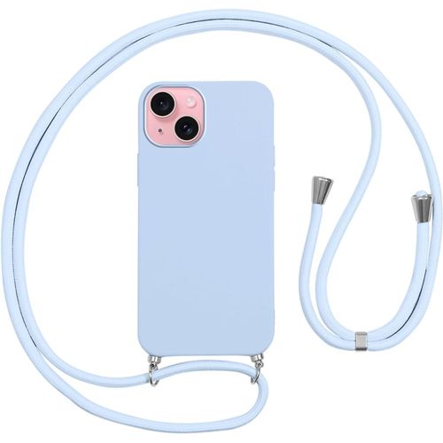 Coque Pour Iphone 15 Avec Cordon,Etui Silicone Souple Antichoc Housse Avec Collier Bandoulière Chaîne Lanière,Téléphone Étui Case Cover De Protection Pour Iphone 15 6.1"", Lila