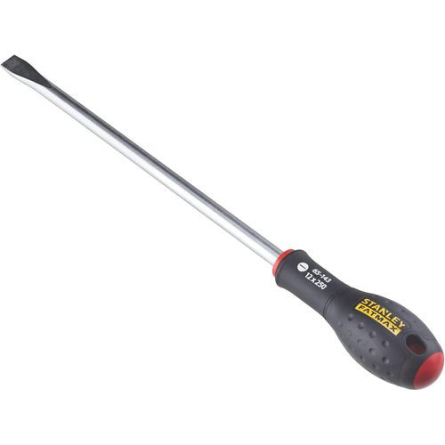 Stanley 0-65-143 Gamme Fatmax Tournevis À Pointe Évasée 12 X 250 Mm - Fabriqué En France - Lame En Acier - Poignée Soft-Grip - Liaison Quasi Incassable -Sablage De L'Empreinte - JACK DANIELS