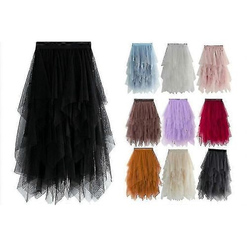 Nouveau 2024 Femmes Taille Haute Slim Tulle Jupe Taille Élastique Maille Long Paragraphe Jupe Robe (Noir / Blanc / Rose Beaucoup De Couleurs) #Jxsm8063