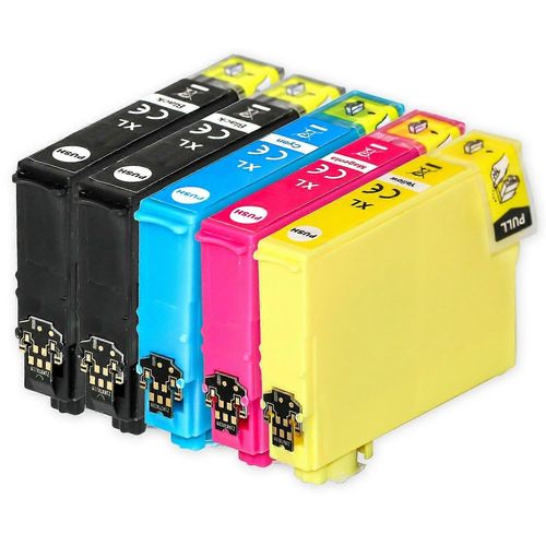 1 ensemble de 4 cartouches d¿encre noire supplémentaires supplémentaires pour remplacer Epson T1285+1281 Compatible/non-OEM de Go Inks (5 encres)