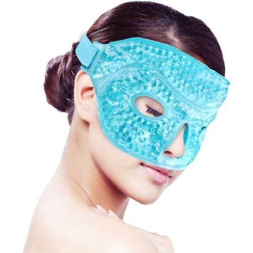 Masque De Glace Pour Le Visage / Les Yeux Pour Femme Homme, Masque De Glace Chauffant Chaud Refroidissant Réutilisable En Perles De Gel, Thérapie Chaude Et Froide Pour La Douleur Faciale, Sommeil, Gonflement, Migraines, Mal De Tête