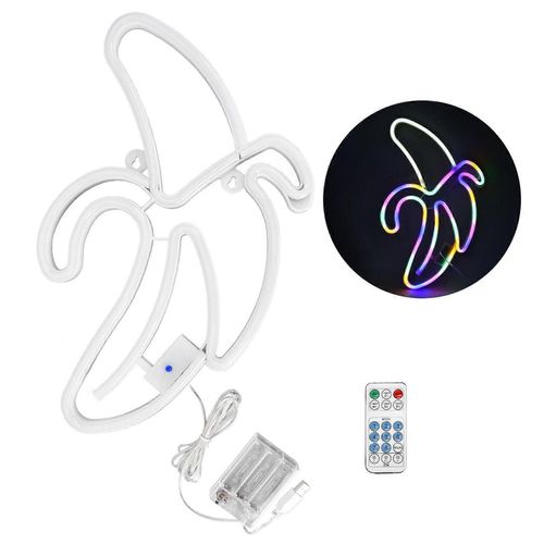 Néon Led Multicolore Banane Néon Lumière Famille Restaurant Vacances Décoration Murale Lumièretête Blanche, Couleur Peau