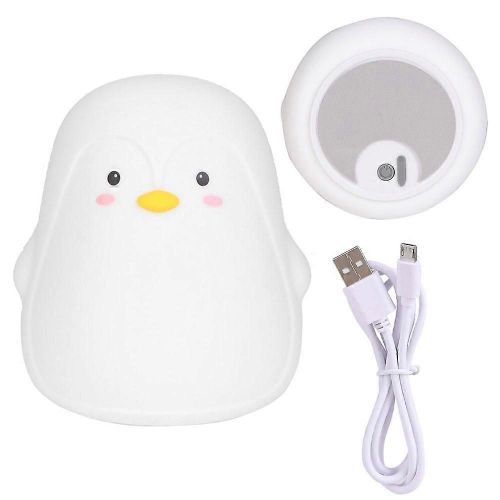Silicone Coloré Pingouin Led Veilleuse Bébé Charge Usb Batterie Veilleuse Intégrée (Blanc)
