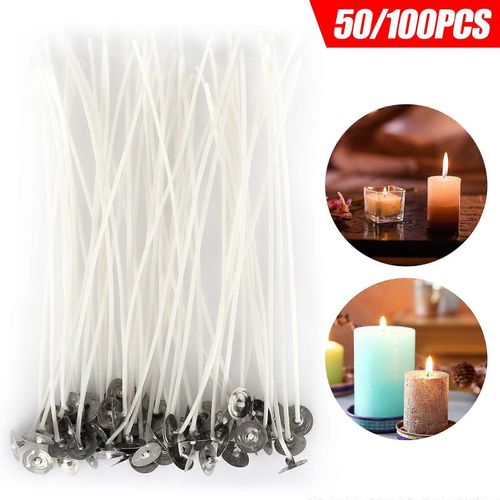 100pcs 6in Natural Cotton Candle Wicks - Tsv Pre-Waxed Low Smoke Candle Wicks For Candles Making