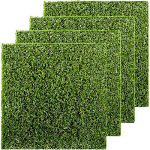 Tuiles De Patch De Gazon Artificiel, 4 Pcs 12 X 12 Tapis Carrés De Gazon Synthétique Décoration De Gazon Diy