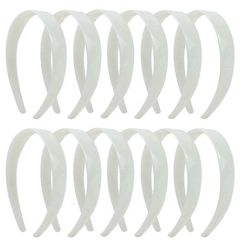 20 Pcs White Satin Covered Headbands For Girls Women Christmas Plain Diy Craft Headbands Plastic Thin Headbands For Women (White)
