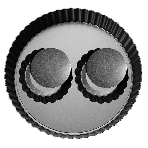 Moule À Tarte Et Quiche De 9 Pouces Avec Fond Amovible Et 2 Mini Moules À Tarte De 4 Pouces, Moules À Tarte Pour La Cuisson, Moule À Quiche Antiadhésif En Acier Au Carbone Pour Tarte, Mousse C