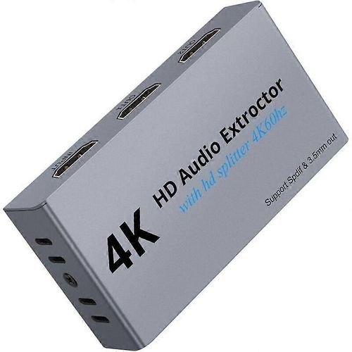 4K 3D HDMI Audio Extractor avec HD 1x2 HDMI Splitter HDMI vers Optique SPDIF Toslink Adaptateur Support 2CH/5.1CH 3.5mm Audio Stro pour PS4 Xbox One L