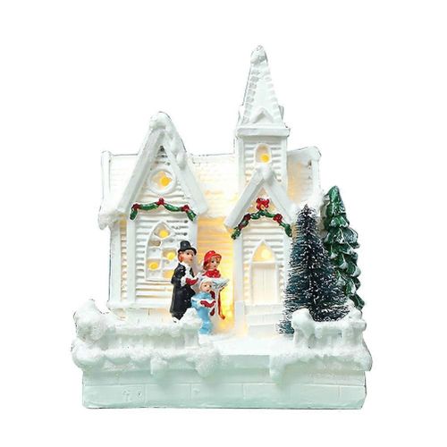 Village de Noël Ornement LED Maisons de Village De Noël Éclairées avec Figurines Village De Noël Décoration Intérieur Chambre Décor