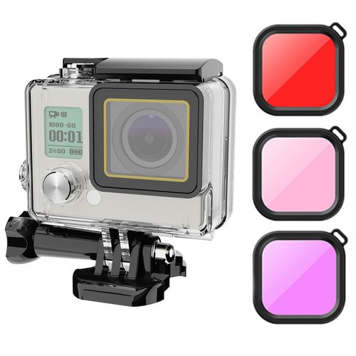 Boîtier de Protection Étanche pour la Plongée Sous-Marine,Accessoire pour GoPro Fore4 3 +,60m - Type Case and Filter #B