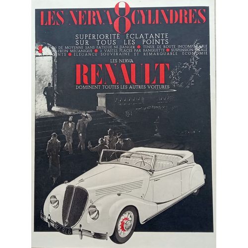 Lot 4 Belles Affiches Publicités Cartonnées 33x25cm Anciennes Années 30 : Voitures Renault, Peugeot, Delahaye, Ford (Vintage French Advertising)