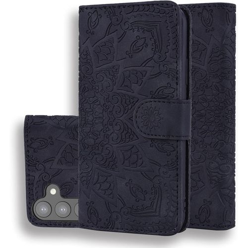 Coque Pour Samsung Galaxy S23+ / S23 Plus Premium Cuir Pu Étui Portefeuille À Rabat Housse Flip Case Cover Mandala Avec Support Et Porte Cartes Pour Galaxy S23+ 5g Smartphone, Noir