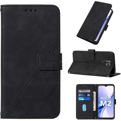 Étui En Cuir Pu Pour Xiaomi Poco M2, Housse De Protection De Téléphone Portable Avec Brassard, Housse De Smartphone Flip Case Avec Fonction Support Noir