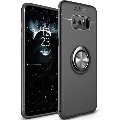 Coque Galaxy Note 8, Anneau En Métal Grip Holder Kickstand Slim Soft Tpu Housse De Protection Avec Fonction De Support De Voiture Magnétique Pour Samsung Galaxy Note 8 Noir