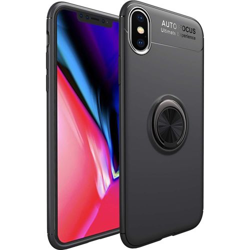 Coque Iphone Xs Max, Coque Slim Fit Robuste En Tpu Avec Anneau En Métal Support Support Voiture Magnétique Pour Apple Iphone Xs Max 6.5"" Noir