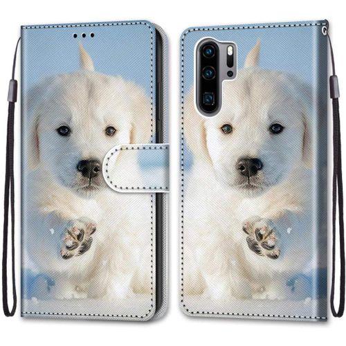 Etui Coque Pour Huawei P30 Pro - Peinture Wallet Case Cuir Housse Portefeuille Coque Avec À Rabat Porte Carte Longe Magnétique Huawei P30 Pro Flip Cover Dks -Chiot