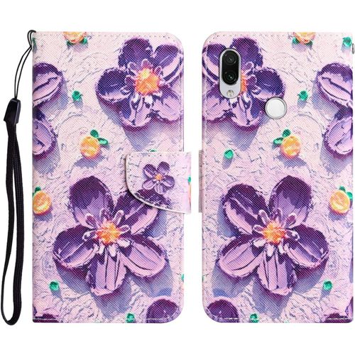 Coque Pour Xiaomi Redmi Note 7 Pro - Animal Motif Coloré Cuir Etui Portefeuille Housse Coque Avec 360 Degrés Silicone Antichoc Magnét Longe Case Pour Redmi Note 7 / Redmi Note 7 Pro Cx -Fleur