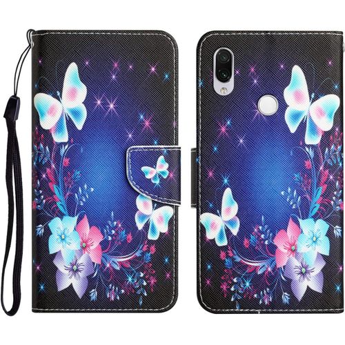 Coque Pour Xiaomi Redmi Note 7 Pro - Animal Motif Coloré Cuir Etui Portefeuille Housse Coque Avec 360 Degrés Silicone Antichoc Magnét Longe Case Pour Redmi Note 7 / Redmi Note 7 Pro Cx -Papillon