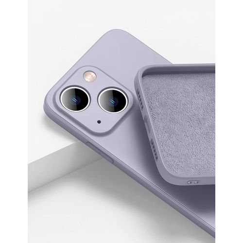 Coque Iphone 15 Silicone Matt Fine Protection Caméra Microfibre Souple Housse Anti-Rayures, Anti-Chocs Iphone 15 Étui, Lilas