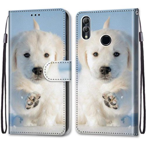 Etui Coque Pour Huawei Honor 10 Lite - Peinture Wallet Case Cuir Housse Portefeuille Coque Avec À Rabat Porte Carte Longe Magnétique Huawei Honor 10 Lite Flip Cover Dks -Chiot
