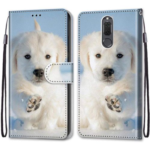 Etui Coque Pour Huawei Mate 10 Lite - Peinture Wallet Case Cuir Housse Portefeuille Coque Avec À Rabat Porte Carte Longe Magnétique Huawei Mate 10 Lite/Honor 9i Flip Cover Dks -Chiot