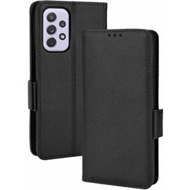 Coque Pour Samsung Galaxy A53 5g, Etui Antichoc Premium En Cuir Pu/Tpu Protection Housse Ave Portefeuille Magnétique Fentes Pour Cartes . Noir