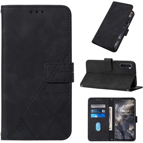 Compatible Avec Coque Oneplus 9 5g Premium Business Gaufraged Leather Wallet Fermeture Magnétique Flip Protective Cover Fonction Stand Avec Fente Pour Carte Étui Noir