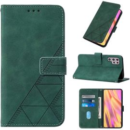 Pour Coque Samsung Galaxy S22 Ultra 5g Premium Business Gaufraged Leather Wallet Fermeture Magnétique Flip Protective Cover Fonction Stand Avec Fente Pour Carte Étui Vert Foncé