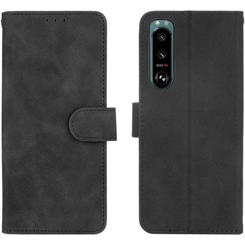 Coque Pour Sony Xperia 5 Iii Protection Etui Antichoc Tpu Housse Premium En Cuir Pu Ave Portefeuille Fentes Pour Cartes Fermeture Magnétique . Noir