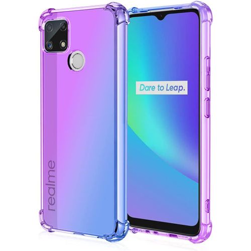Gradient Tpu Coque Pour Realme C21 Étui Souple Tpu Housse Etui De Protection En Silicone En Gel Antichoc Bumper Case Cover Bleu Violet