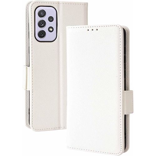 Coque Pour Samsung Galaxy A53 5g, Etui Antichoc Premium En Cuir Pu/Tpu Protection Housse Ave Portefeuille Magnétique Fentes Pour Cartes. Blanc
