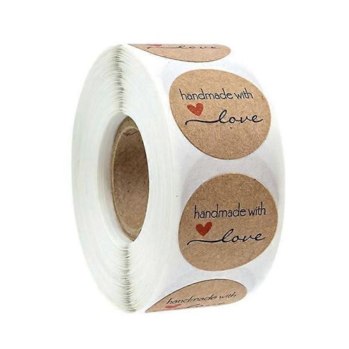 1000 Papier Kraft Naturel Rond Fait Maison Avec Amour Autocollants Avec Coeur Rouge 1 Pouce Étiquette Adhésive (2 Rouleaux, Fait Maison Avec Amour)
