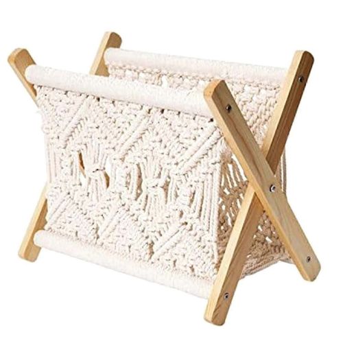 Porte-revues Boho, porte-journaux tissé en corde, paniers à magazines avec conception de tissu de corde, rangement porte-revues