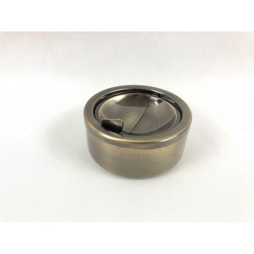 Cendrier en métal sans fumée rainuré avec un couvercle, cendriers coupe-vent bronze