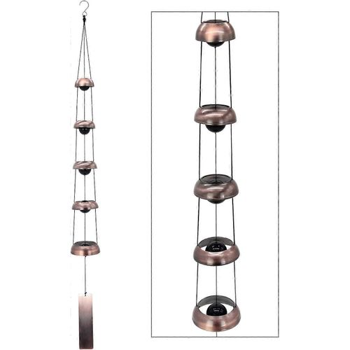 Carillons éoliens de cloche, cloche de vent de temple, carillons éoliens en cuivre rouge avec 5 cloches, carillon éolien Feng Shui pour la décoration extérieure de la cour de la maison, un grand vent commémoratif