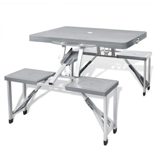 Ensemble De Table Pliable De Camping Avec 4 Tabourets Aluminium