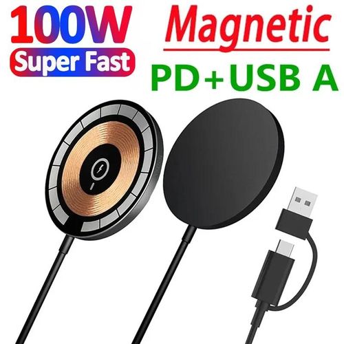Chargeur Magnétique Sans Fil 100w, Pour Iphone 15 14 13 12 Pro Max, Samsung Xiaomi, Station De Charge Rapide À Induction Type C And Usb A