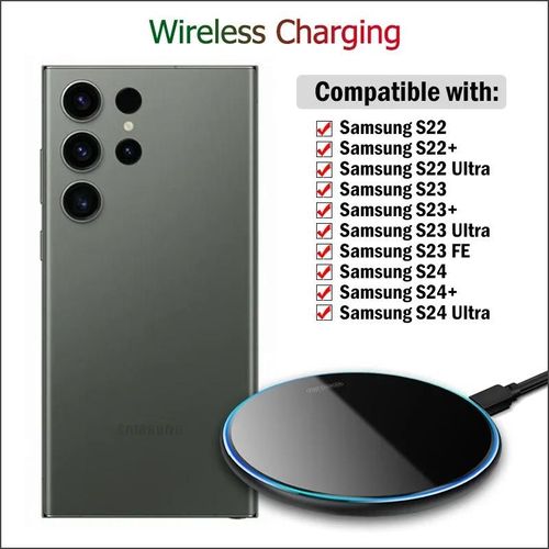 Chargeur Sans Fil Rapide Universel 15w, Pour Samsung Galaxy S20 S21 S22 S23 S24 Ultra Plus Fe, Tapis De Chargement Sans Fil Avec Câble Usb Black