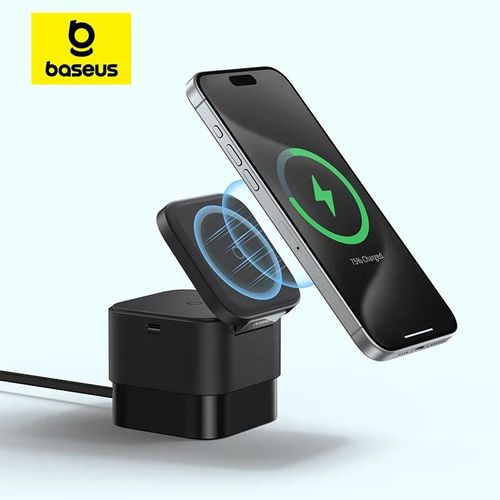 Baseus 3 en 1 25W support de chargeur sans fil magnétique 15W Station de charge sans fil rapide pour iPhone16 15 14 13 Airpod 2 in 1 Black CHINA
