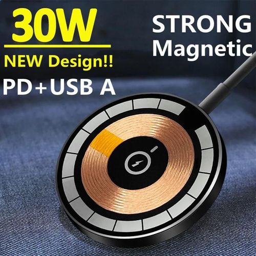 Chargeur Sans Fil Magnétique 30w Pour Macsafe Iphone 14 13 12 Pro Max Mini Usb A Pd Chargeur Sans Fil Rapide Support Chargeurs De Téléphone Type C And Usb A