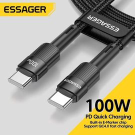 Essager 100W C À C Type C Câble USB C PD Charge Rapide Chargeur Fil Cordon Pour Macbook Samsung Xiaomi Type C USB C Câble 2m 100W Blue