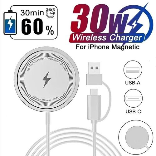 Chargeur Magnétique Sans Fil 30w, Pour Macsafe Iphone 16 15 14 13 Pro Max, Mini Station De Charge Sans Fil Rapide, Chargeurs Magnétiques Black Usb Type C