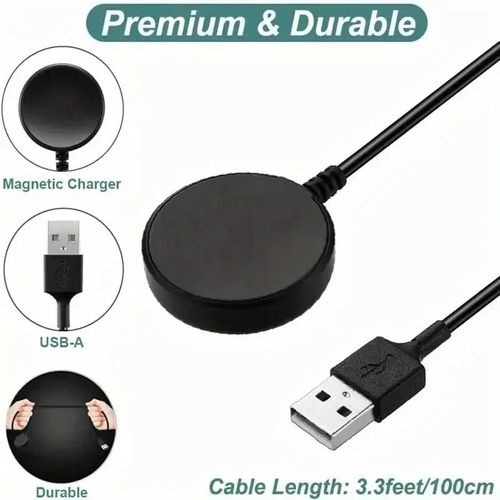 Chargeur Sans Fil Pour Montre Portable, Pour Samsung Galaxy 5 Pro 5/4/3 Active 2/1 Sport/S3 Usb-A, Charge Rapide Magnétique, Nouveauté 2024 Black