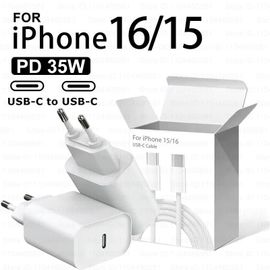 Pour Iphone 16 Pro Max Original 35w Pd Chargeur Rapide Pour Apple Iphone 15 Plus Usb-C Charge Rapide Tissage Câble Téléphone Accessoires Eu Charger