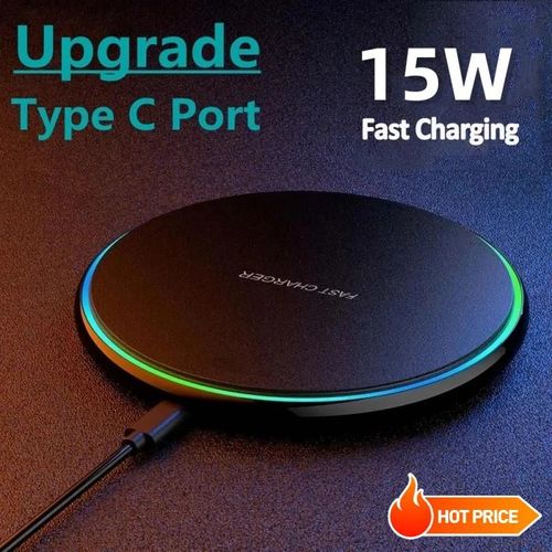 Chargeur Sans Fil 15w Pour Iphone 15 14 Pro Max, Station De Charge Rapide À Induction Pour Samsung S23 S22 Xiaomi Huawei Oppo Black