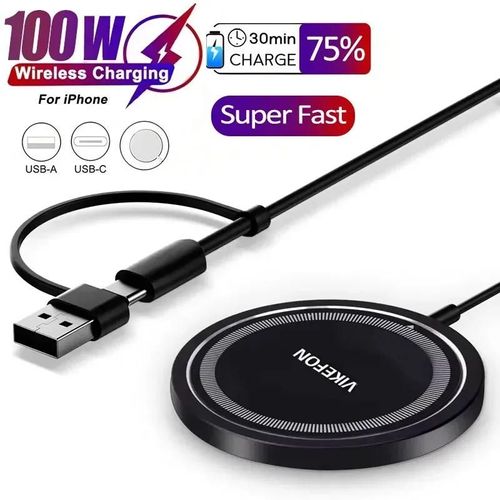 Chargeur Magnétique Sans Fil 100w Usb + Type C Pour Magsafe Iphone 16 15 14 13 12 Pro Max, Station De Charge Rapide Black Usb