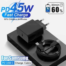 Pd 45w Chargeur Rapide Pour Samsung Galaxy S24 S23 S22 S25 Ultra Plus A55 Câble De Charge Rapide Pour Samsung Chargeur Téléphone Accessoires Eu 45w Black Charger