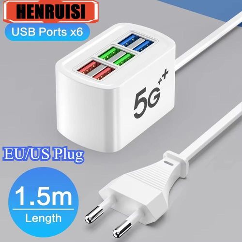 Multiprise universelle prise électrique 6 Ports USB câble d'extension multifonction prise de Table prise ue US adaptateur de chargeur de téléphone White EU