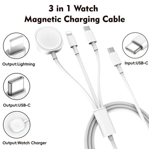 Câble De Chargement 3 En 1, Chargeur Sans Fil Pour Iphone12   16 Samsung Xiaomi Pour Apple Watch 1-10 Se1-2, Tapis De Charge Ultra Rapide Usb