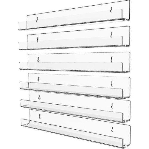 6pcs Acrylique Clair Flottant Étagère À Billets, Étagère Murale, Présentoir D¿Images Moderne Jouet Organisateur De Disques
